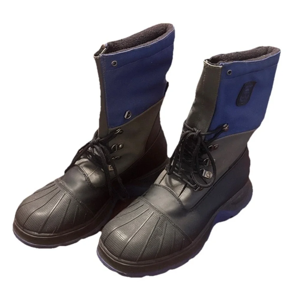 Totes Weather System Men's 8 Winter Snow‎ Boots Black Blue Insulated Waterproof